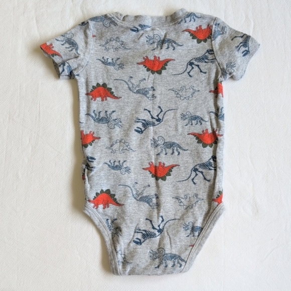 carter's gray dinosaur short sleeve bodysuit diaper shirt 24 months baby boy - Picture 6 of 6